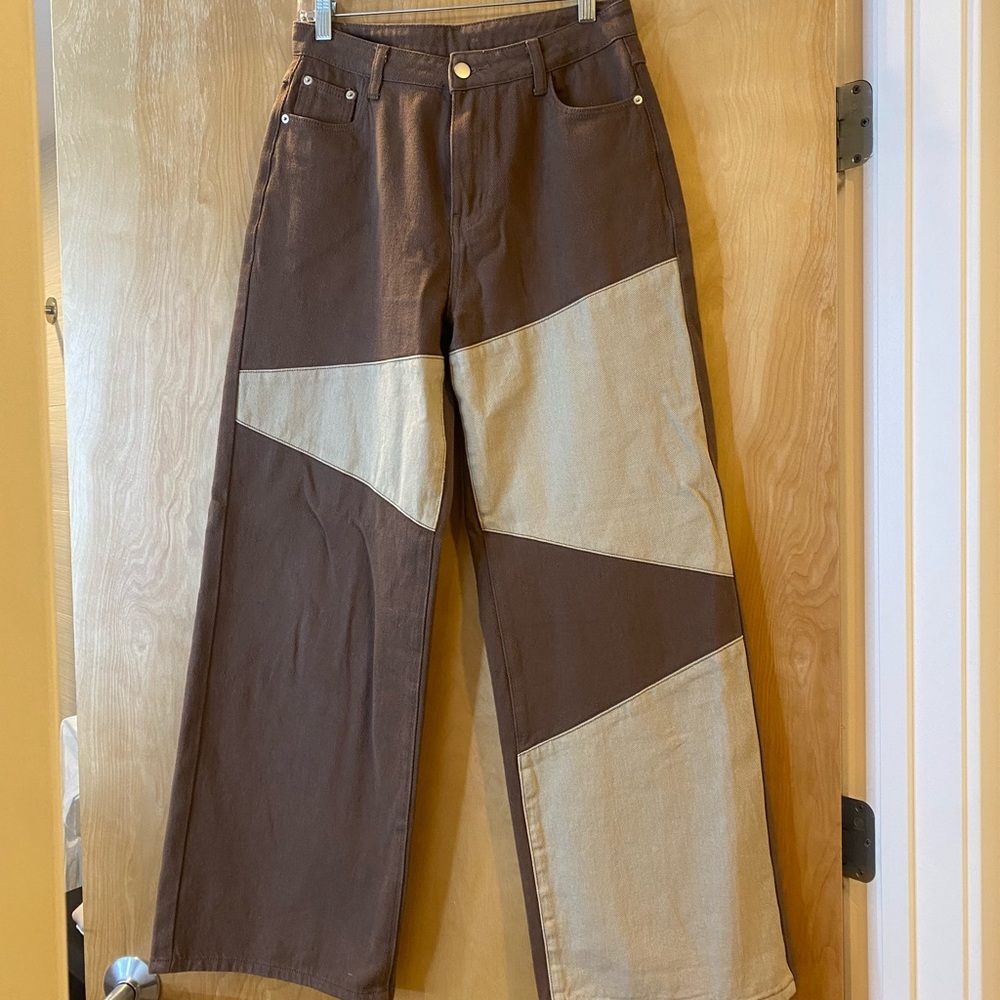 Cider wide leg brown 2 toned pants